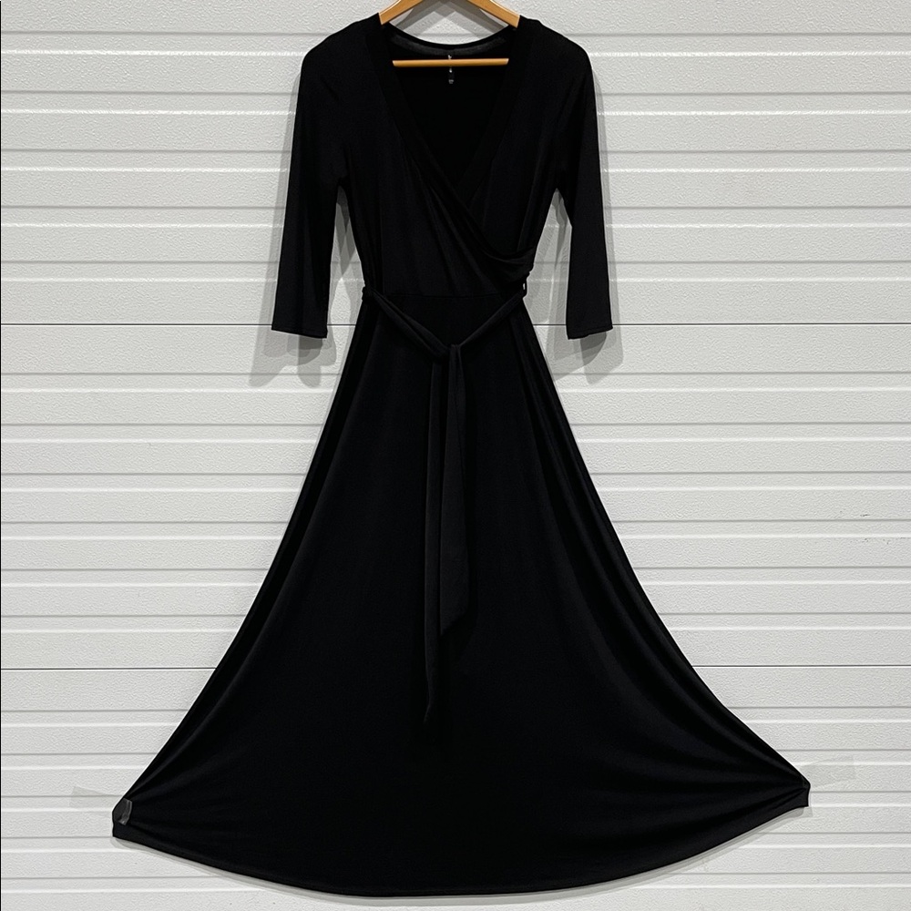 Chic Black Long Sleeve Wrap Dress